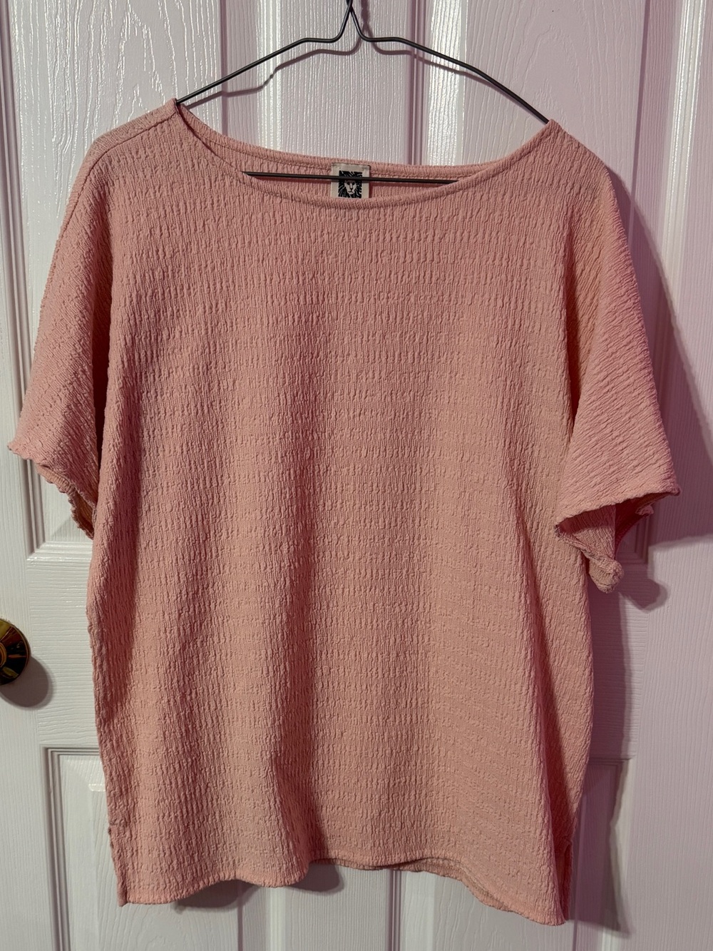 Anne Klein Blush Pink Textured Short Sleeve Top